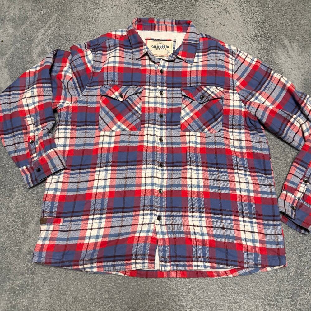 California Cowboy High Sierra Shirt Jacket Mens XXL Plaid Flannel Outdoor Beach